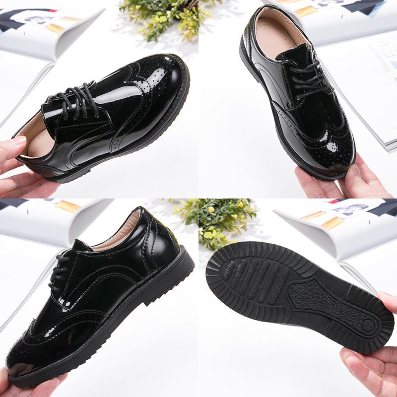 Barnesko til gutter Ekte skinnsko til barn Bryllup Skole Show Kjole Ballerinaer Lette Klassiske Svarte Barn Loafers Mokasiner