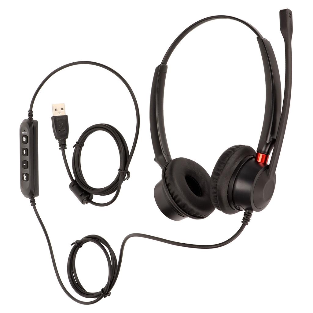Telephone Headset Volume Adjustment Microphone Mute USB Binaural Customer Service Headset for Telema