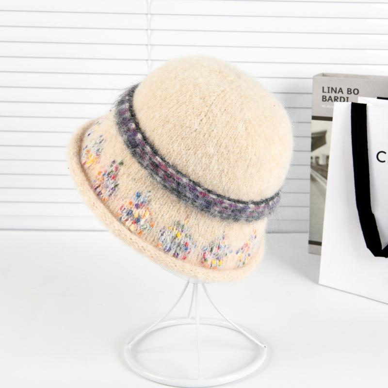 Chapeau Bob Jacquard Pétale Fair Isle 2025 en Laine - Tricot Mince Décontracté pour Femme pour Automne & Hiver