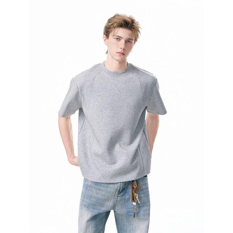 Dream Made Space Cotton Boxy Fit Deconstructed Regular Shoulder Short-Sleeve Men's Summer Short Wide Heavy Stiff T-Shirt