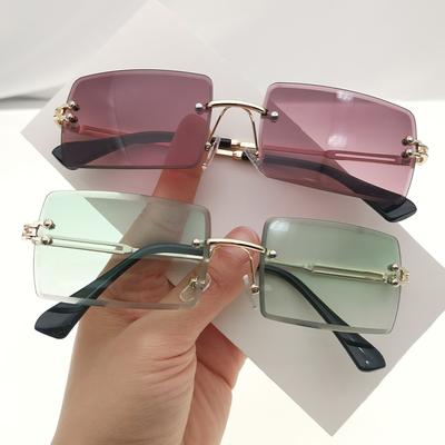 Trendy obdĺžnikové slnečné okuliare pre mužov ženy Móda Vintage malé bezrámové štvorcové okuliare Tmavé gradientné sklo UV400 Okuliare