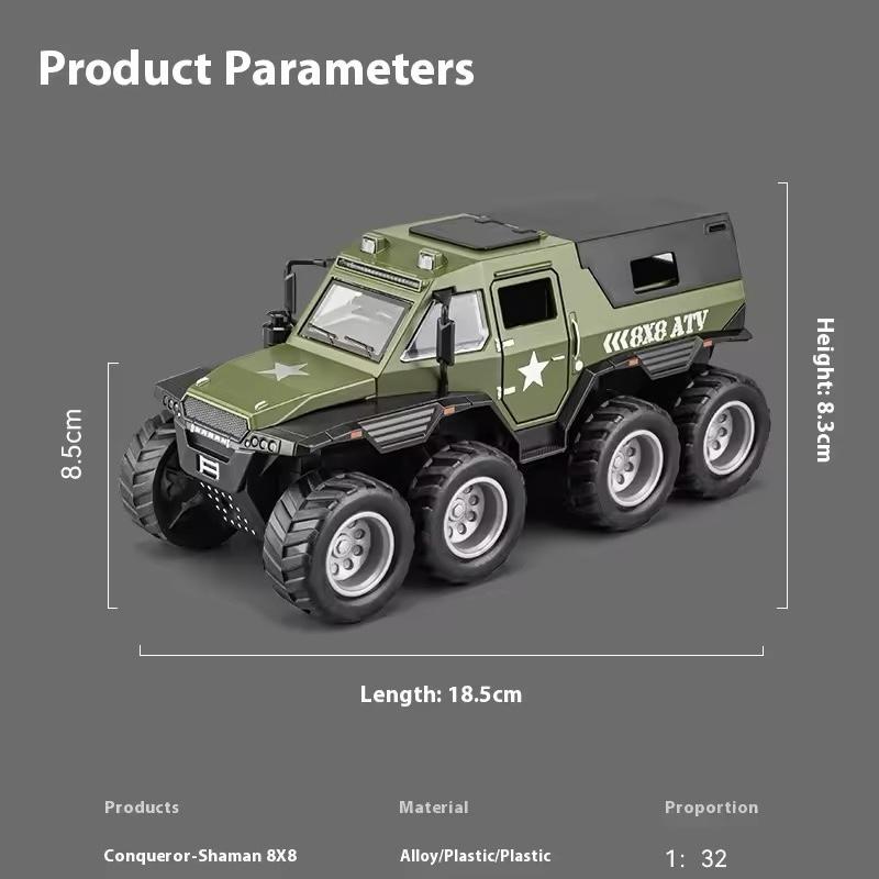 1: 32 Conqueror SUV Mini Toy Car Simulation Alloy Off-Road 8 Wheel Car Inertial Model Sound Lightweight Children's Birthday Gift