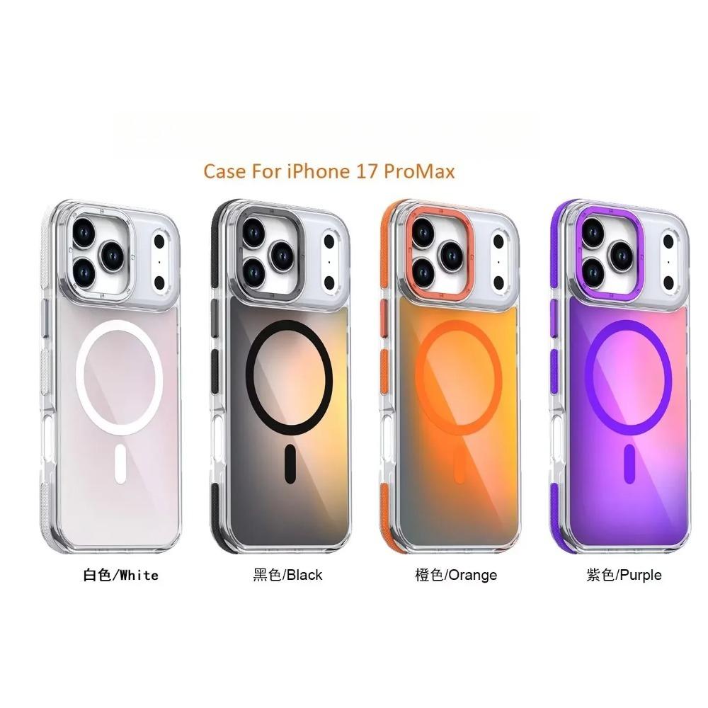 Stylish Discolour Magnetic Wireless Charge Cover for IPhone 17 Air 16 15 14 Plus 13 12 Pro Max Metal Lens Anti-fall Phone Case