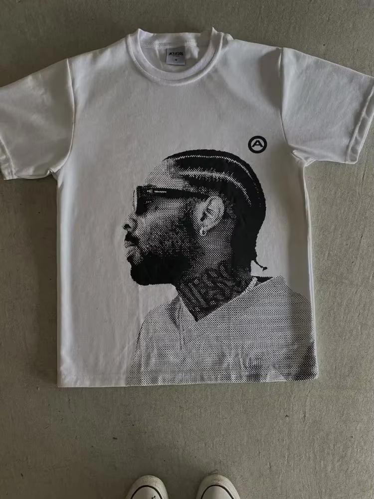 

Лето 2025 Новейшая европейская и американская Y2k хип-хоп футболка с принтом персонажа Женский ретро уличный повседневный топ с коротким рукавом 4XL