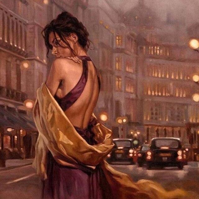 50X50CM 5D DIY Diamond Painting Portrait Girl Dance Full Square Round Mosaic Diamond Rhinestone Picture Woman Home Decor