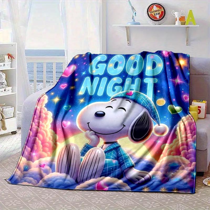 Cute Dog Dreams Under Stars Blanket Flannel Blanket for Bed, Sofa, Camping, Hiking, Picnic Essentials, Gift for Family Fan Gifts