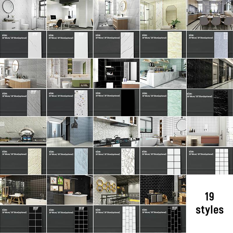 10Pcs Waterproof Marble Tiles Sticker PVC Self Adhesive Vinyl Wall Stickers Bathroom Kitchen Cupboard Backsplash Decor Decals