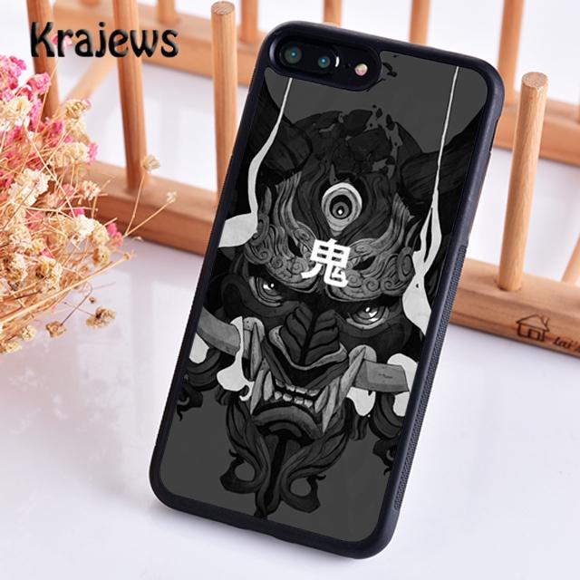 Krajews Japanese Oni Hannya Demon Mask Cool Phone Case For iPhone 17 Air 16 15 14 Plus 11 12 13 Pro Max Coque