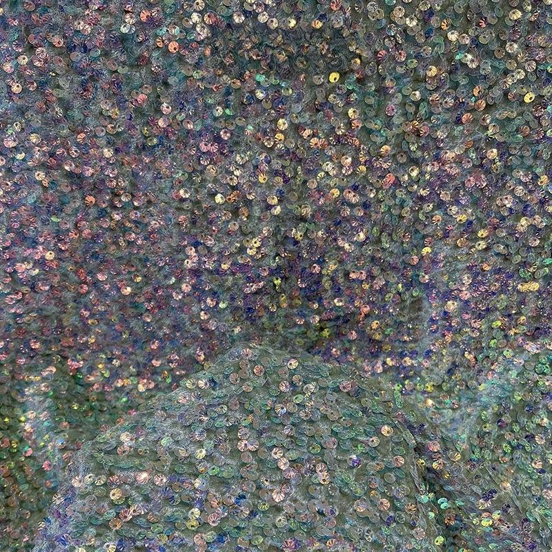 1/3 yard Colorful Shiny Sequin Fabric Oil Glossy Tulle Dress Wedding Dress Material Various Styles Home Clothing Embellishm