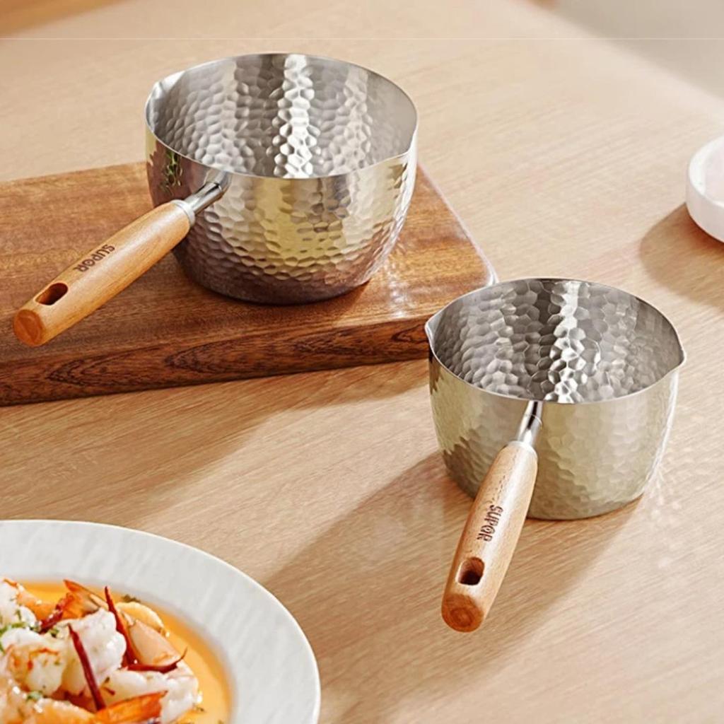 SUPOR Oil Pouring Pan, 316 Stainless Steel, Household Hot Oil Pan, Mini Flat Bottom Pan Spoon KGF30DT10, 300ml