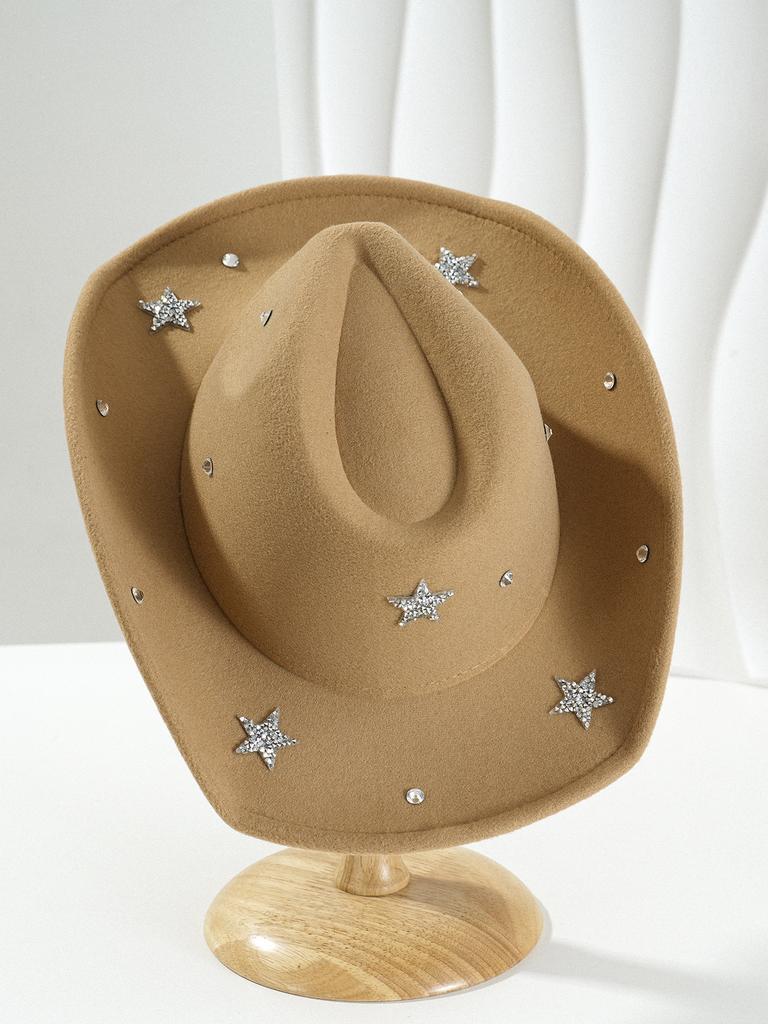 Popular Women's Fashion Light Luxury Top Hat Rhinestone Star Sequined Accessories Elegant Party Party Dance Wear