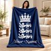 England national football team Custom Name Fleece Blanket Personalized Soft Cozy Throw Blanket Customized Gift for Birthday Christmas