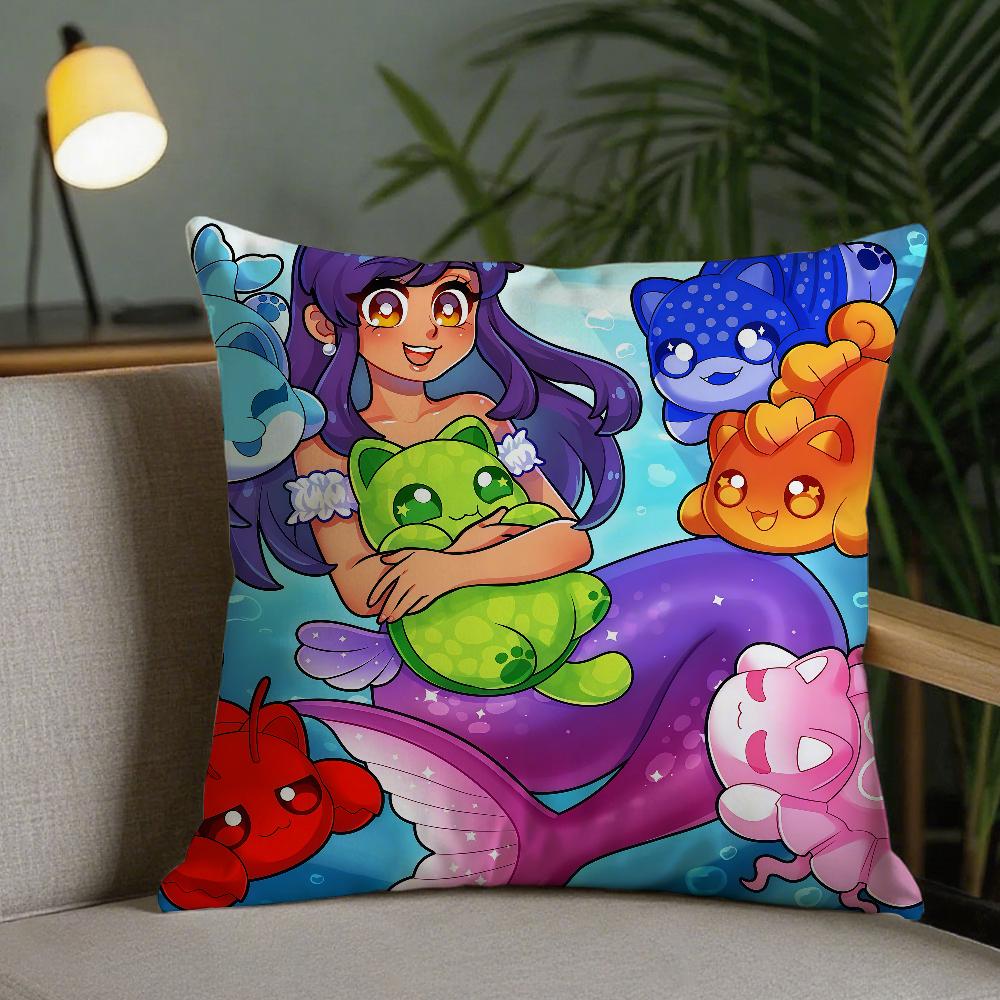 Anime Aphmau Pillow Case Square DoubleSided Printing Sofa Cushion Cover Pillowcase Bedroom Bedside