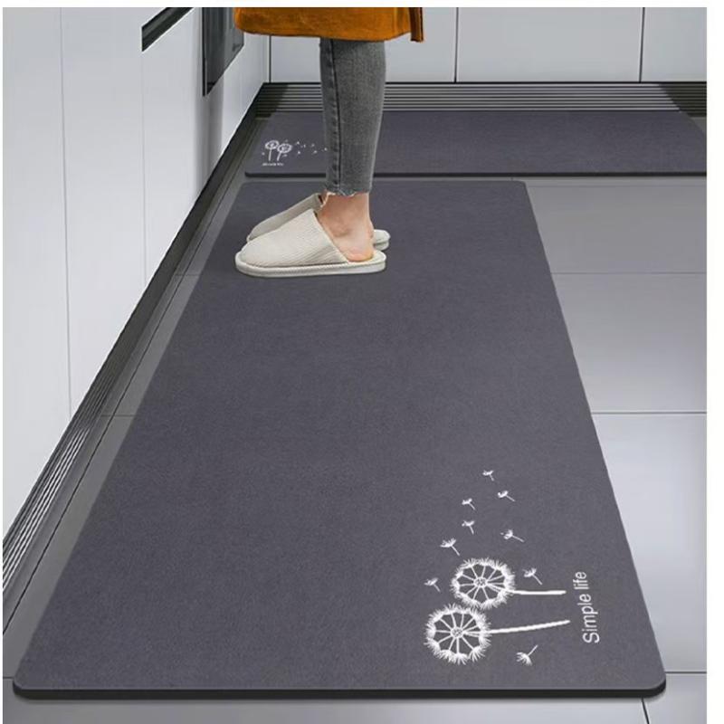 

Simple Crystal Pile Kitchen Carpet Entryway Bathroom Doorway Non-Slip Oil Resistant Absorbent Carpet 400mm x 600mm чорний