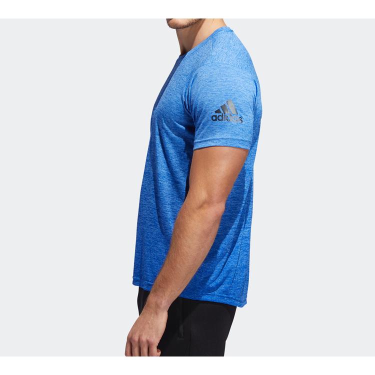 adidas T Shirts Men's Natural Blue Crew Neck Moderate Straight Fit EC1088
