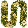 2.7m Luxury Christmas LED Cane Wreath Decoration With Lanterns Green Artificial Christmas Tree Banner Party New Year's Door Wrea