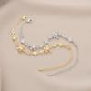 Elegant Womens Geometric Floral Zircon Bracelet Gold Plated Copper Adjustable Fashion Jewelry Daily Wear