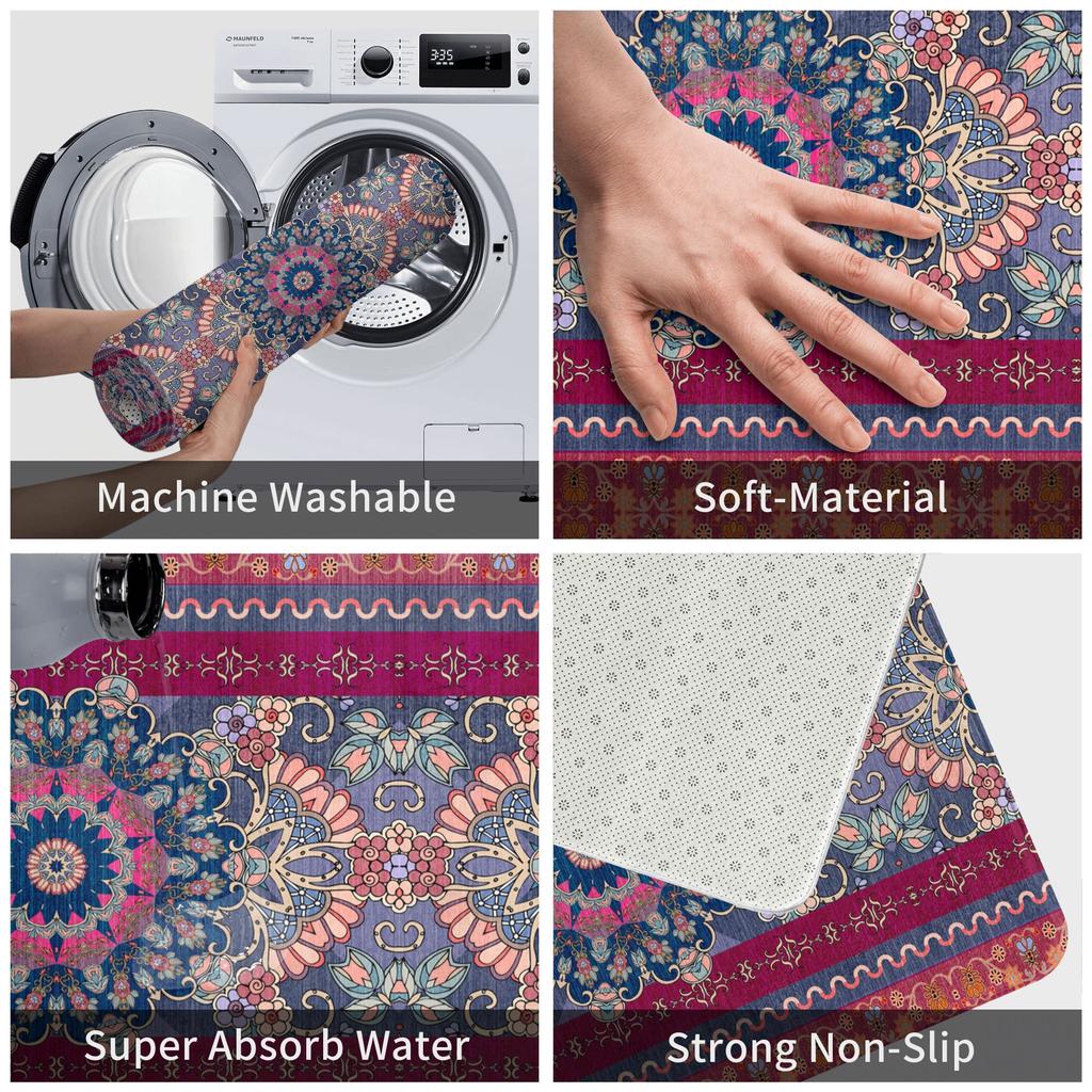 Antique Persian Rug Doormat Anti-Slip Kitchen Bathroom Mat Bedroom Balcony Door Floor Entrance Carpet Rug