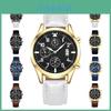 New Casual Business Multifunctional Calendar Luminous Men's Watch Quartz Watch Leather Strap Watch 98001 Belt Style)