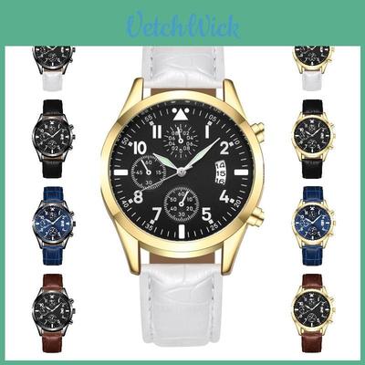 New Casual Business Multifunctional Calendar Luminous Men's Watch Quartz Watch Leather Strap Watch 98001 Belt Style)