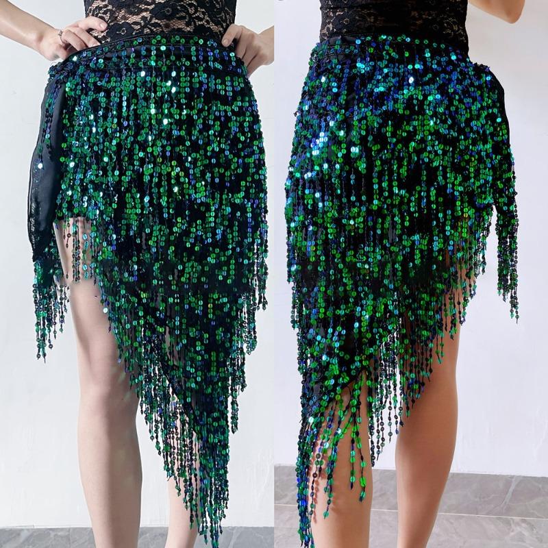 

Triangle Sequins Bellydance Skirt Belly Dance Long Tassel Hip Outfits Dance Wear Accessories Dancing One Size