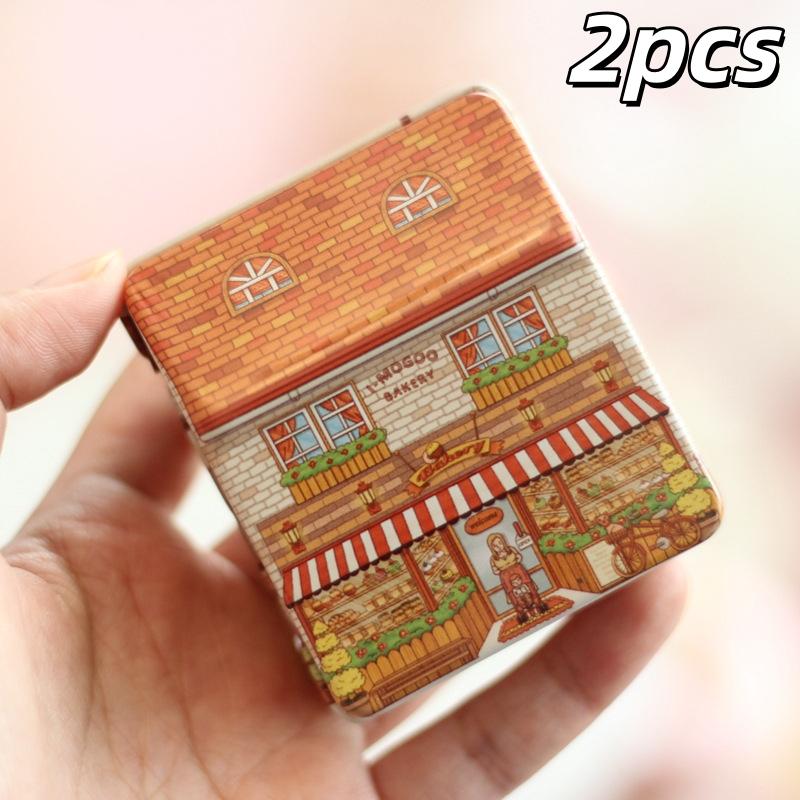 Village Style House Tin Containers – Mini Metal Storage Boxes for Wedding Favors & Party Treats