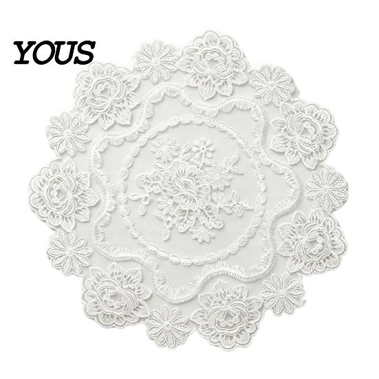 White Lace Doilies for Home Decor Retro Placemat, Floral Doilies, Embroidered Table Mat, Coasters Sheer Mesh Doily Tea Cup, Vase, Coffee Accessories