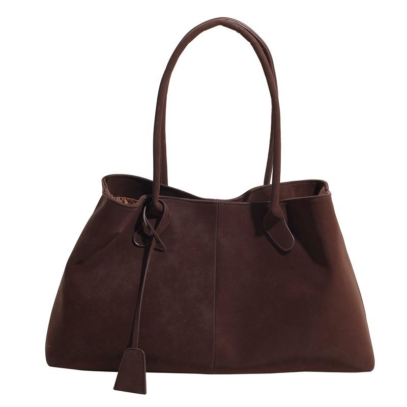 2025 Women Faux Suede Large Capaci Handbag High Quality Solid Color Tote Bag Versatile Retro Designer Shoulder Bags Commuter Bag