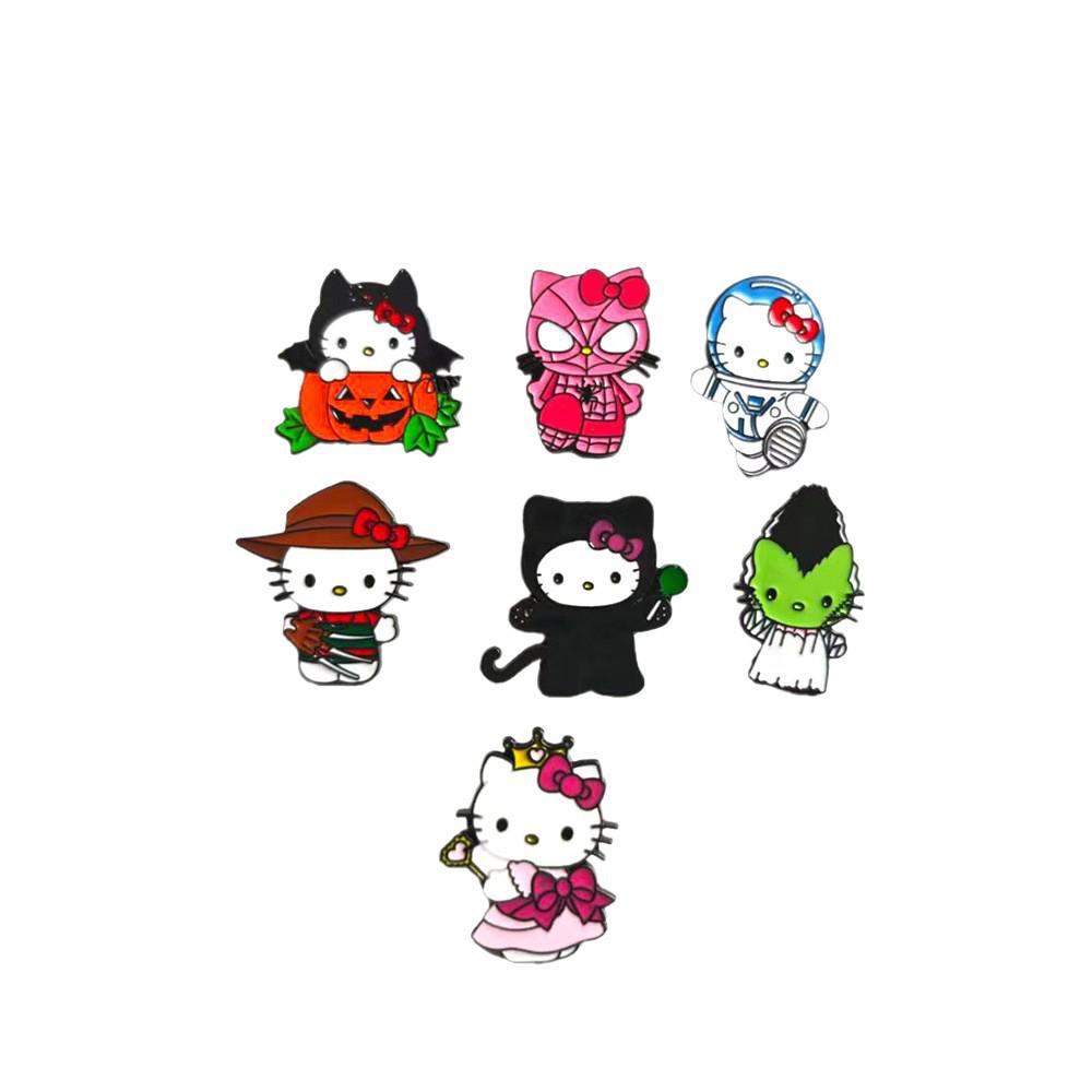 Cute Cartoon KT Cat Halloween Brooch - Sanrio Metal Badge, Alloy Cat Pin Accessory