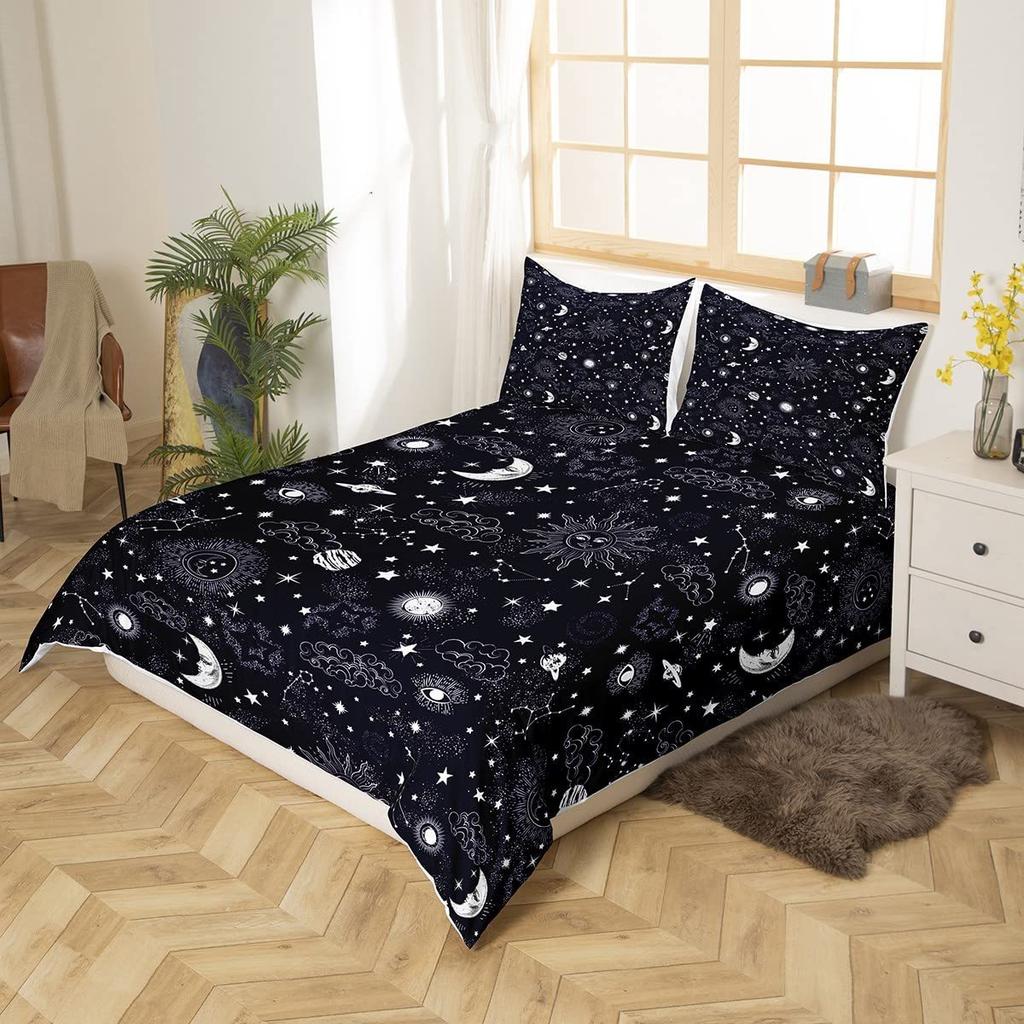 Wind Three-Piece Quilt Cover 3D Digital Printing Bedding Set Moon Bed Cover