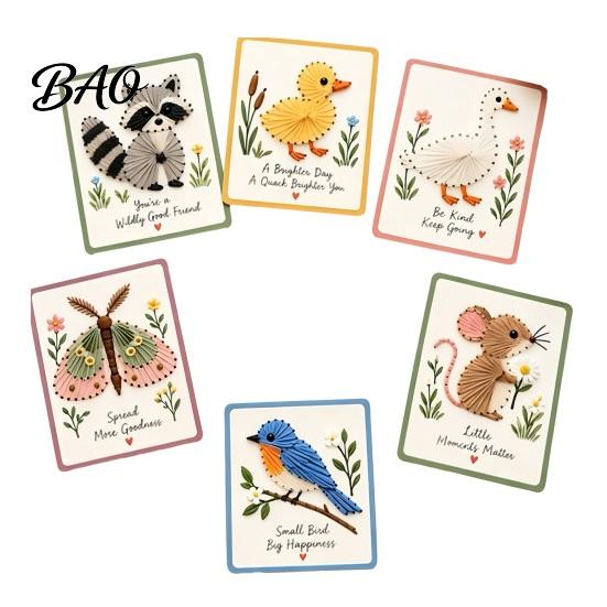 Needle And Thread Crafts Garden Animal Stitching Card Kit, DIY Stitch by Family Crafting Kits Hand, Embroidery Greeting Kit for Adults Beginners