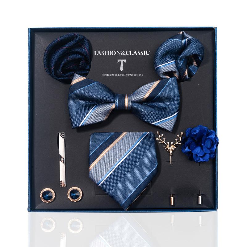 High-End Wedding Groom Tie Pocket Towel Corsage Gift Box Set Men'S Tie