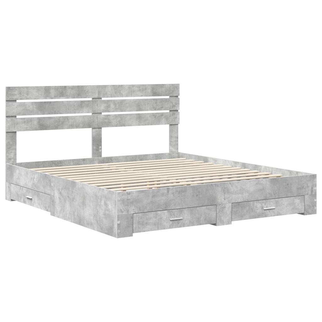 Storage Bed Frame with Drawers and Headboard Wood Based Material