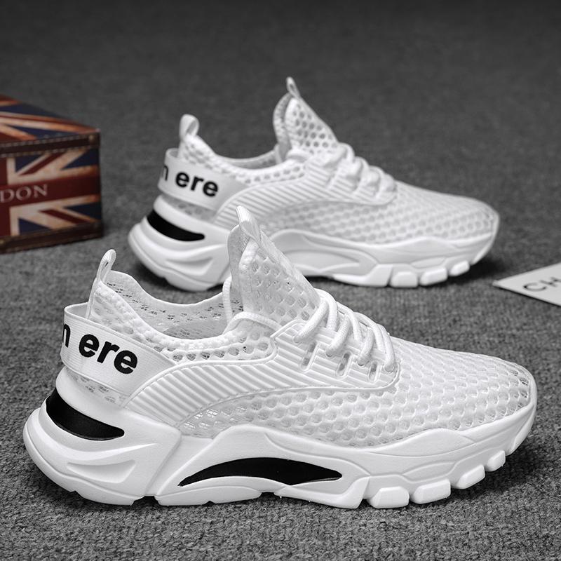 

Fashion Tennis Shoes Men Summer Trend Sneakers Thick Sole Breathable Versatile Height Increasing Casual Hollow Men s Running Shoes 45 белый
