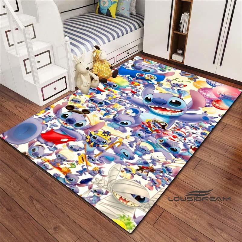Tappeto Lilo & Stitch con Stampa Cartone Animato – Tappetino per Camera da Letto e Soggiorno / Tappeto Decorativo per Casa Antiscivolo di Grandi Dimensioni