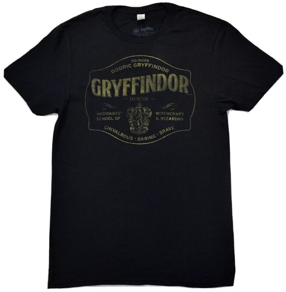 Harry Potter Mens Gryffindor House Vintage Graphic Black Shirt New S S