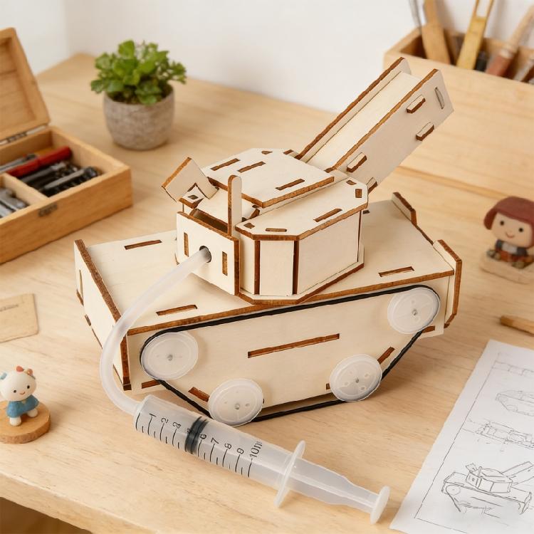 Wood Interactive Project Creative Motorized Tank Toy For Childrens Science Education Creative DIY Electric Tank Toy