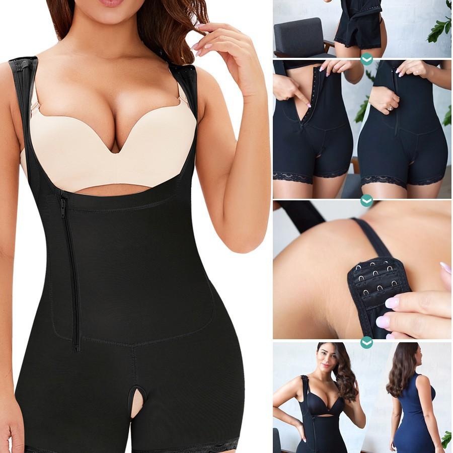 Plus Size Side Zipper Hook Full Body Shaper, Tummy Control Butt Lifter Bodysuit Shapewear