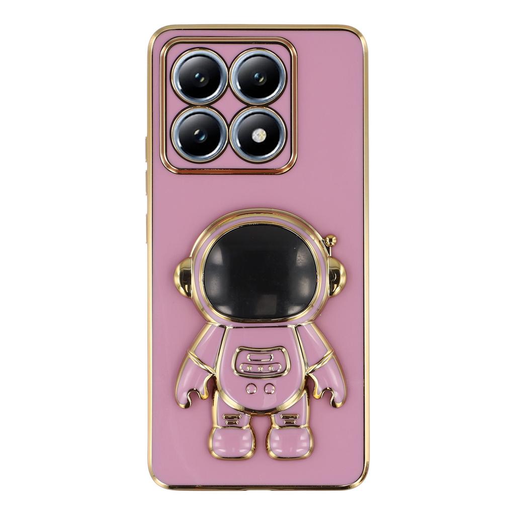 For Xiaomi 14T Pro Case Electroplating Soft TPU Phone Cover with Astronaut Hidden Kickstand