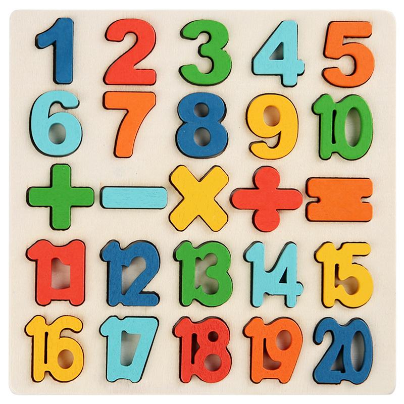 Wooden Montessori Numbers Alphabet Geometry Pairing Puzzle Puzzle Early Childhood Education Building Block Children'S Educational Cognitive Toys