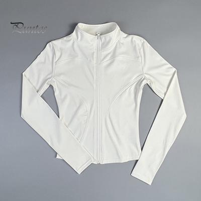 Dámská sportovní bunda na zip s vysokou elasticitou bunda na jógu s límečkem na hubnutí fitness top pro běžecké cvičení jógy