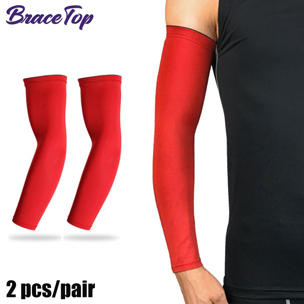 Bracetop 1 Pair Breathable Quick Dry UV Protection Running Arm Sleeves Basketball Sports Arm Guards
