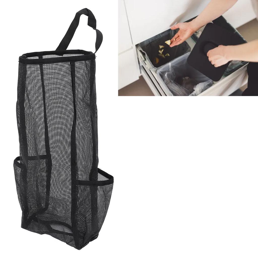 Plastic Bag Holder Dispensers Polyester Hanging Mesh Grocery Bag Plastic Garbage Bag Storage Dispenser