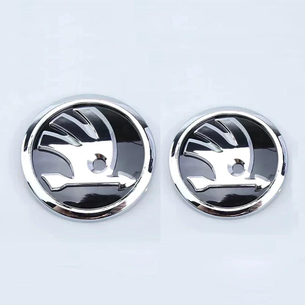 2Pcs 80mm 90mm Car Head Front Rear Boot Trunk Emblem Sticker for Skoda Octavia 2 3 A5 A7 Kodiaq Fabia Rapid 3 Karoq Superb VRS
