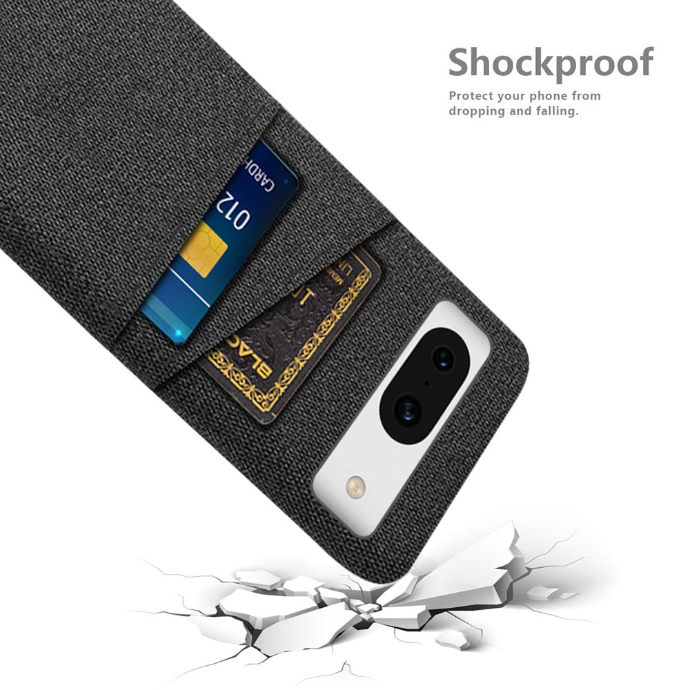 Für Google Pixel 8a Hülle Stoff + PC Stoßfeste Handyhülle mit Dual-Kartenfächern