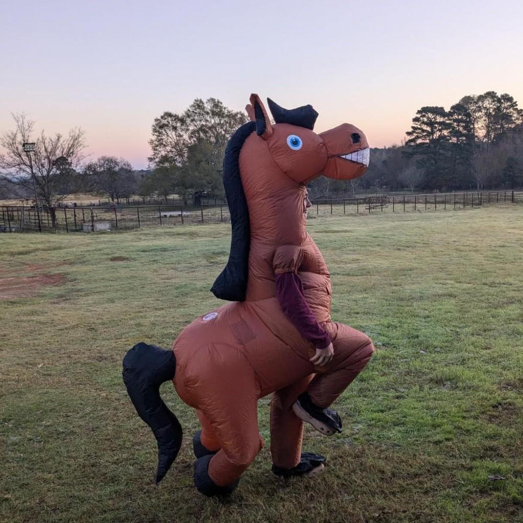 Neues aufblasbares Pferdekostüm für Erwachsene - Lustige Cartoon-Maskottchen für Halloween