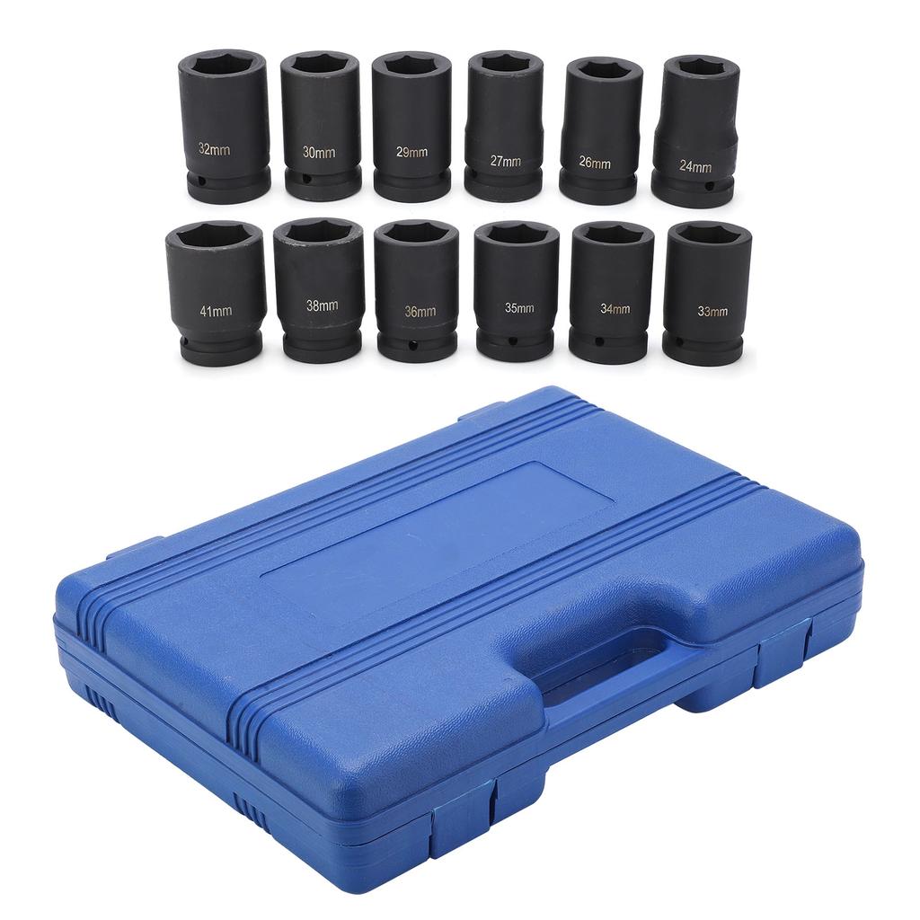 12pcs 1 Inch Durable Drive Deep Impact Socket Set 24 41mm