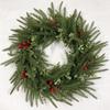 Artificial Norfolk Pine Christmas Wreath with Red Berries Heart Shape Greenery Holiday Decoration 45cm Lightweight