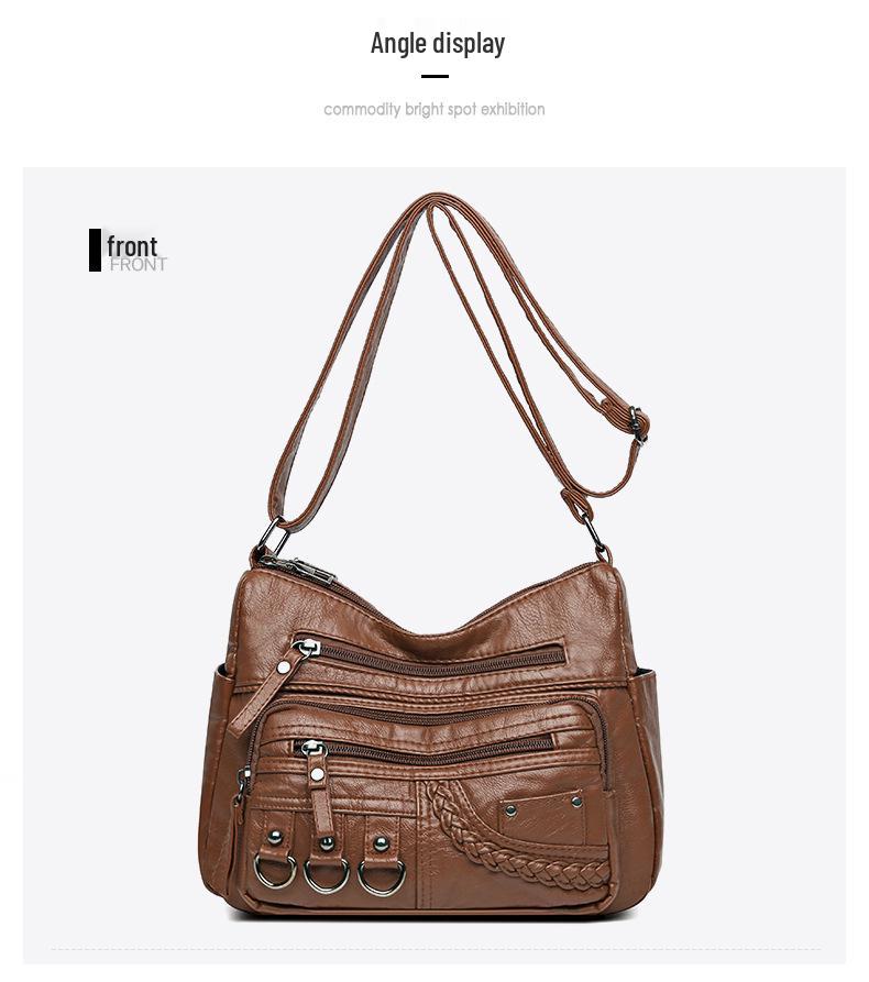 

Летняя сумка кроссбоди на плечо для женщин - Мягкая вымытая кожа, Универсальный дизайн для мам и пожилых женщин коричневый