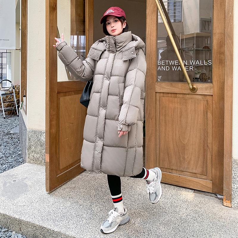 Winter New Medium and Long Down Cotton Clothes Women's Hooded Casual Fashion Bread Clothes Thickened Jacket